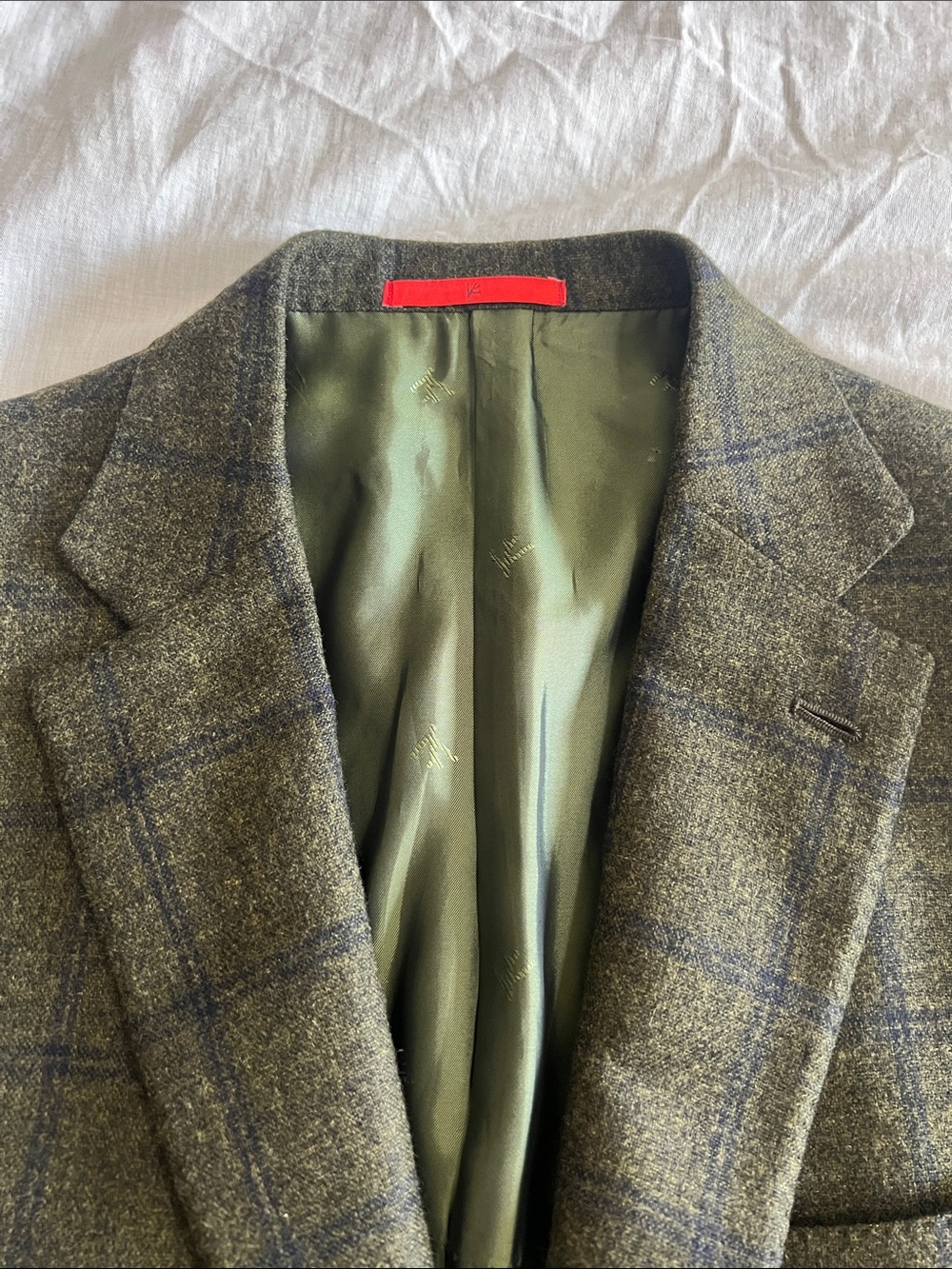 ISAIA NAPOLI Check Sportcoat 42R US (52 EU) Silk Cashmere EUC Green - Picture 12 of 15